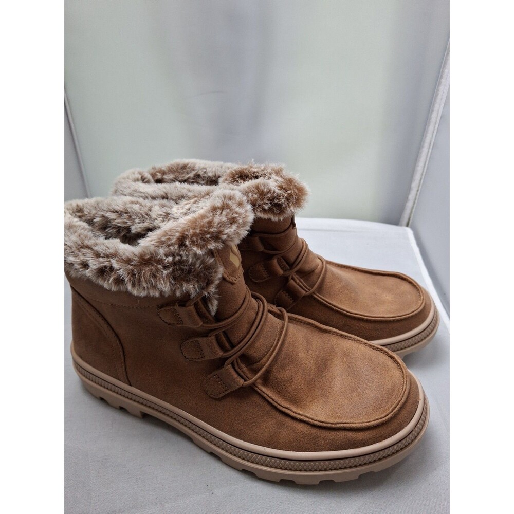 SKECHERS Faux-Fur Women's Beige Ankle Boots Size 6